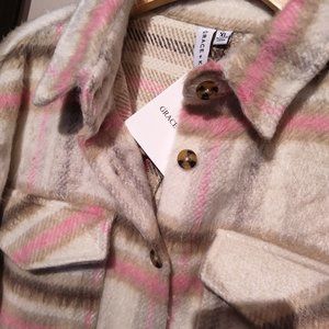 Brand NEW -Brushed Drop Back Shacket Pink & Choc. Mocha Super Soft Jacket - Br…